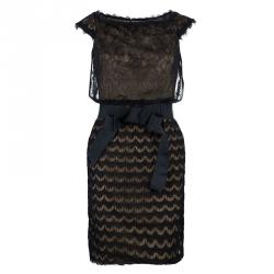 Pre Owned Tadashi Shoji Black Lace Sleeveless Dress S