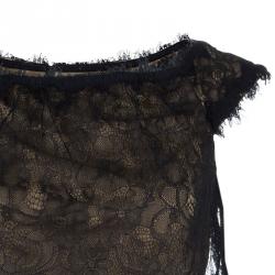 Pre Owned Tadashi Shoji Black Lace Sleeveless Dress S