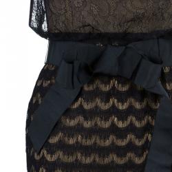 Pre Owned Tadashi Shoji Black Lace Sleeveless Dress S