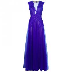 Tadashi Shoji Purple Gathered Gown S
