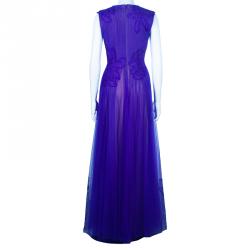 Tadashi Shoji Purple Gathered Gown S