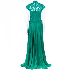 Tadashi Shoji Zardozi Embroidered Green Gathered Gown L