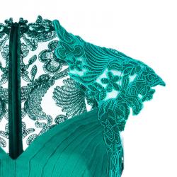 Tadashi Shoji Zardozi Embroidered Green Gathered Gown L