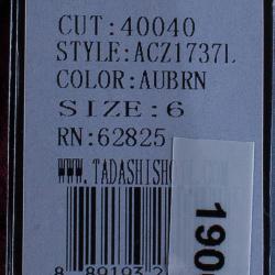 Pre Owned Tadashi Shoji Merlot Long Sleeve Lace Gown M