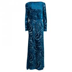 مملوكة مسبقًا فستان تداشي شوجي ديفور أزرق بأكمام طويلة S