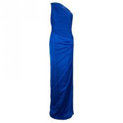 Tadashi Shoji One Shoulder Blue Gown L