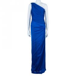 Tadashi Shoji One Shoulder Blue Gown L