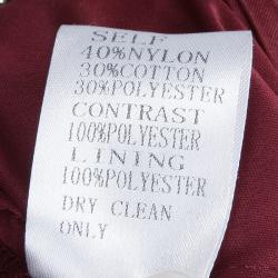 Pre Owned Tadashi Shoji Burgundy Long Sleeve Lace Sequin Embellished Gown L