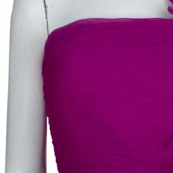 مملوكة مسبقًا فستان سهرة تداشي شوجي شيفون وردي مكشكش ومزخرف بلا حمالات M