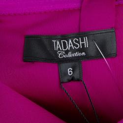 مملوكة مسبقًا فستان سهرة تداشي شوجي شيفون وردي مكشكش ومزخرف بلا حمالات M