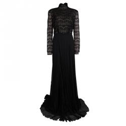 Tadashi Shoji Black Lace Chiffon Gown XXL