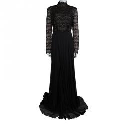 Tadashi Shoji Black Lace Chiffon Gown XXL