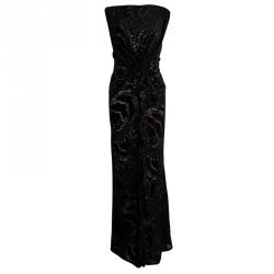 Tadashi Shoji Black Devore Gown M