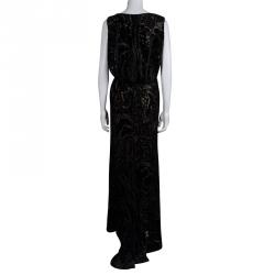 Tadashi Shoji Black Devore Gown M