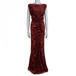 Tadashi Shoji Red Devore Gown L