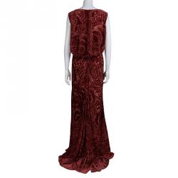 Tadashi Shoji Red Devore Gown L