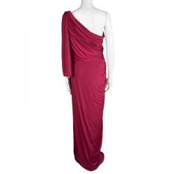 Tadashi Shoji Red One Shoulder Draped Gown XL