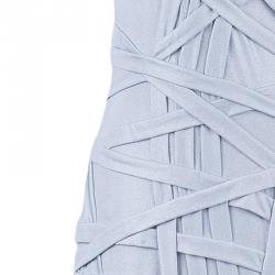 Pre Owned Tadashi Shoji Metallic Gold Paneled One-Shoulder Dress M