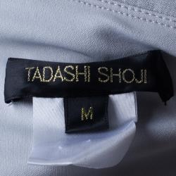 Pre Owned Tadashi Shoji Metallic Gold Paneled One-Shoulder Dress M