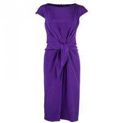 Pre Owned Tadashi Shoji Gathered Silk Dress L