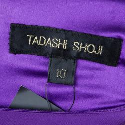 Pre Owned Tadashi Shoji Gathered Silk Dress L