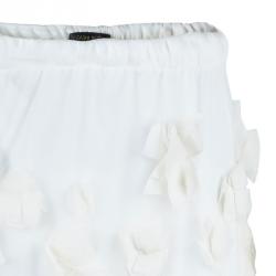 Pre Owned Tadashi Shoji White Organza Detail Skirt L