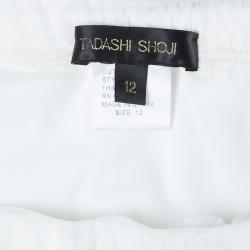 Pre Owned Tadashi Shoji White Organza Detail Skirt L