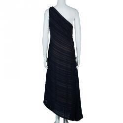 Pre Owned Tadashi Shoji Navy Blue One Shoulder Dress XL