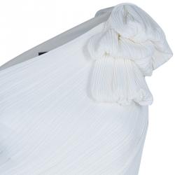 Pre Owned فستان سهرة تداشي شوجي كتف واحد مكشكش أبيض M