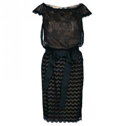 مملوكة مسبقًا Tadashi Shoji Mixed Lace Sheath Dress M