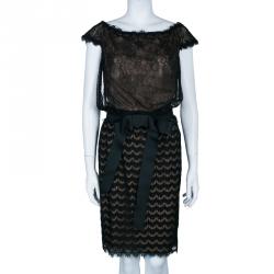 مملوكة مسبقًا Tadashi Shoji Mixed Lace Sheath Dress M
