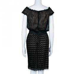 مملوكة مسبقًا Tadashi Shoji Mixed Lace Sheath Dress M
