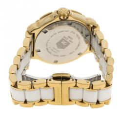 Tag Heuer White Ceramic Gold Plated Steel & Diamonds Formula 1 WAH1222 Women's Wristwatch 35MM