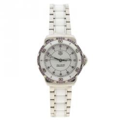 Tag Heuer White Ceramic Stainless Steel Amethyst Formula1 Women's Wristwatch 32MM