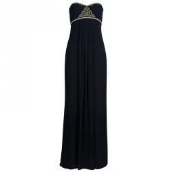 Pre Owned Temperley London Black Embellished Strapless Gown M