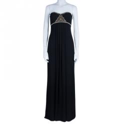 Pre Owned Temperley London Black Embellished Strapless Gown M