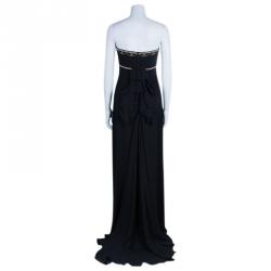 Pre Owned Temperley London Black Embellished Strapless Gown M