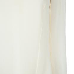 Temperley London Cream Contrast Bow Detail Long Sleeve Silk Blouse M