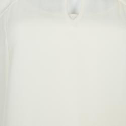 Temperley London Cream Contrast Bow Detail Long Sleeve Silk Blouse M