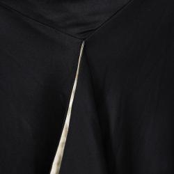 Pre Owned Temperley London Black Satin Contrast Lined Ruffle Slit Detail Maxi Skirt L