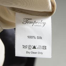 Pre Owned Temperley London Black Satin Contrast Lined Ruffle Slit Detail Maxi Skirt L