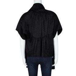 Pre Owned Temperley London Black Jacquard Short Sleeve Open Front High Low Jacket M