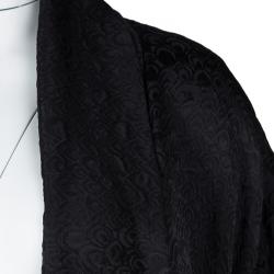 Pre Owned Temperley London Black Jacquard Short Sleeve Open Front High Low Jacket M