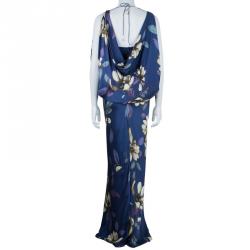 Temperly London Blue Flower Print Maxi Dress M