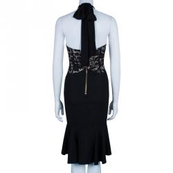 Pre Owned Temperley Black Lace Halterneck Dress M