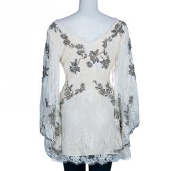 Pre Owned Temperley London Ivory Embellished Lace Top L