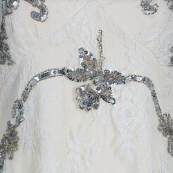 Pre Owned Temperley London Ivory Embellished Lace Top L