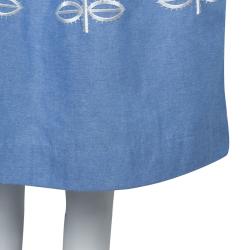 Pre Owned Temperley Blue and White Embroidered Scallop Detail Maxi Dress S