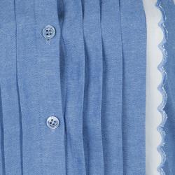 Pre Owned Temperley Blue and White Embroidered Scallop Detail Maxi Dress S