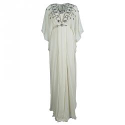Temperley London Cream Embellished Belted Kaftan Dress M